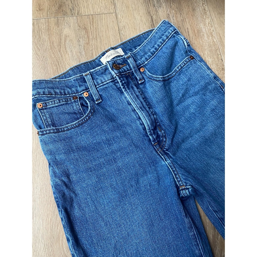 Madewell Perfect Vintage Jeans Womens 27 Blue High Rise Straight Raw Hem - Picture 3 of 9